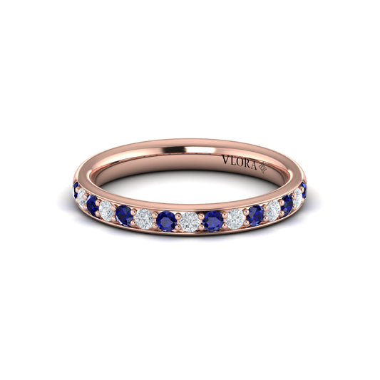 Delicate Sapphire and Diamond Stackable Band