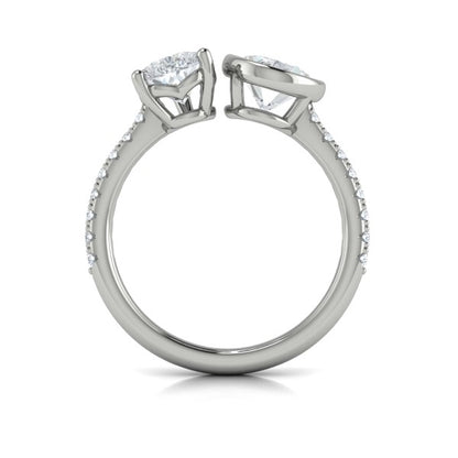 Two Stone, Bezel Engagement Ring in Platinum by Vlora Bridal