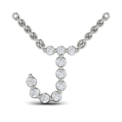 Diamond Alphabet Pendant Necklace, J