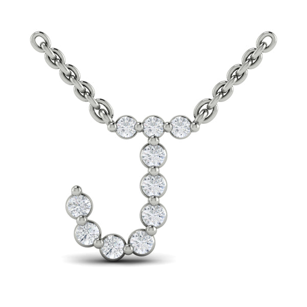 Diamond Alphabet Pendant Necklace, J