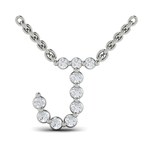 Diamond Alphabet Pendant Necklace, J