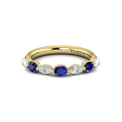 Sapphire and Diamond Stackable Band