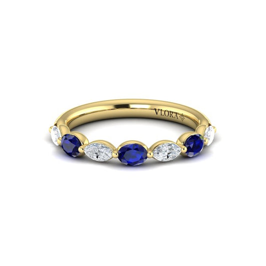 Sapphire and Diamond Stackable Band