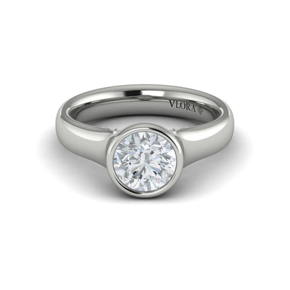 Contoured Bezel Diamond Engagement Ring