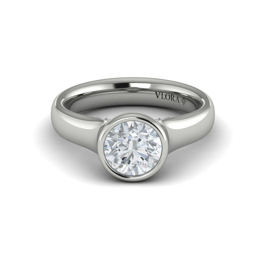 Contoured Bezel Diamond Engagement Ring