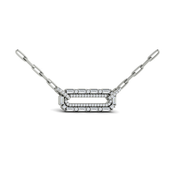 Diamond Baguette Double Row Link Necklace