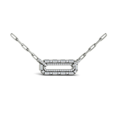 Diamond Baguette Double Row Link Necklace