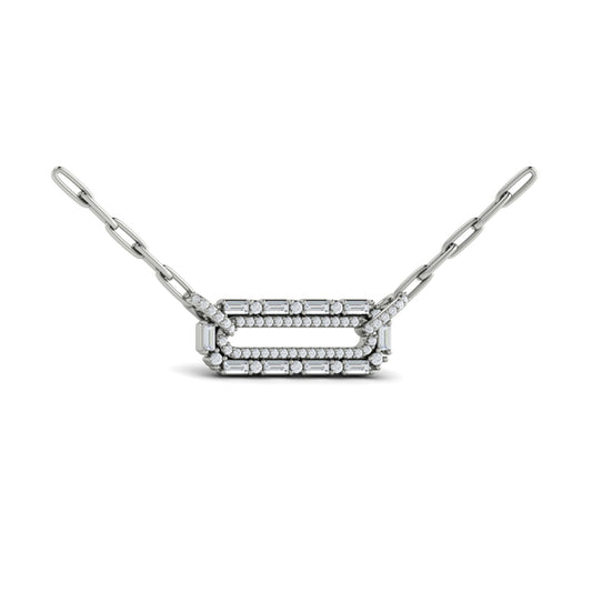 Diamond Baguette Double Row Link Necklace