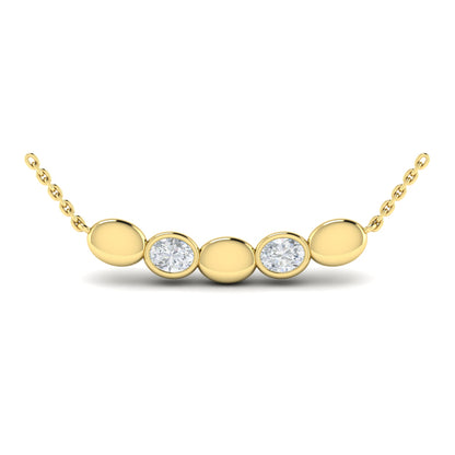 Contoured Gold and Diamond Pebble Necklace