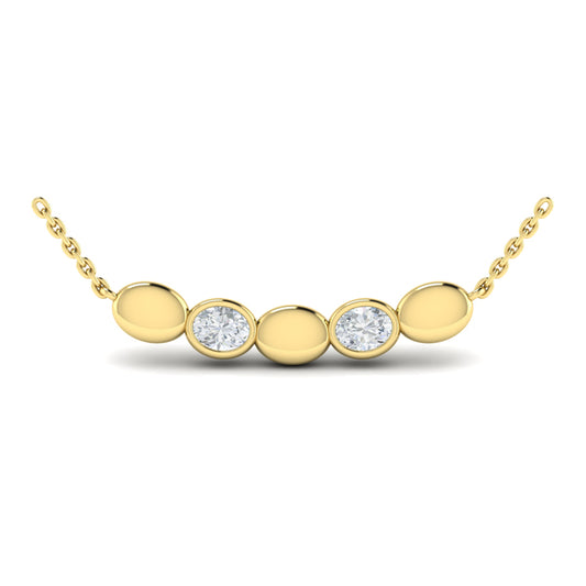 Contoured Gold and Diamond Pebble Necklace