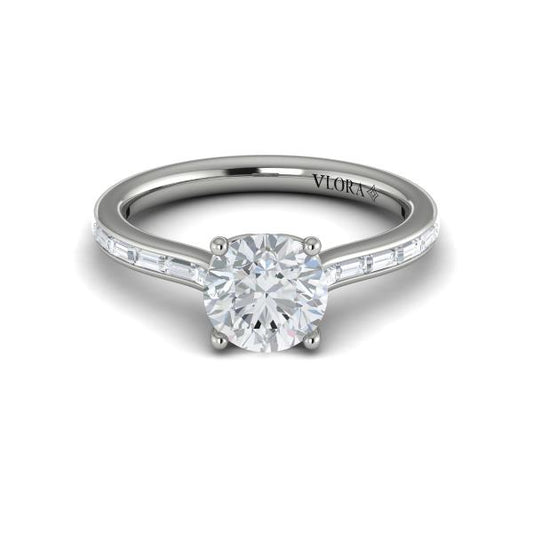 Round Classic Engagement Ring in Platinum by Vlora Bridal