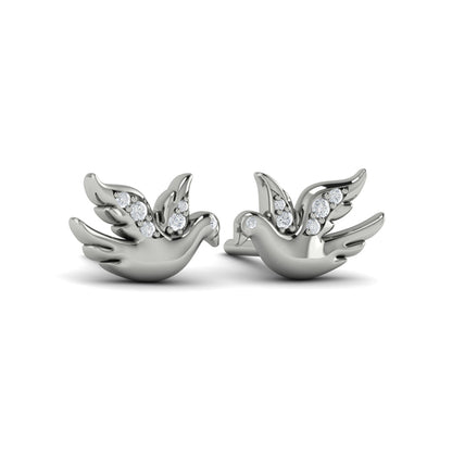 Diamond Dove Stud Earrings