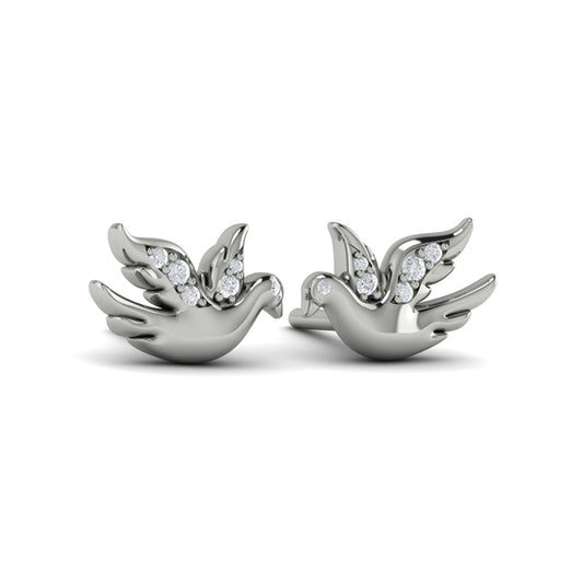 Diamond Dove Stud Earrings