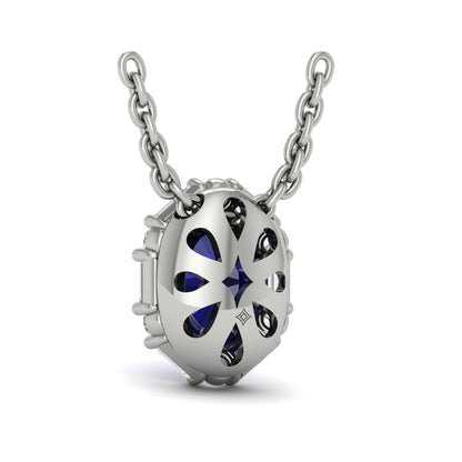 Oval Sapphire and Diamond Baguette Pendant