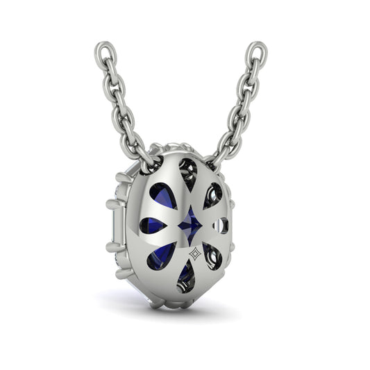 Oval Sapphire and Diamond Baguette Pendant