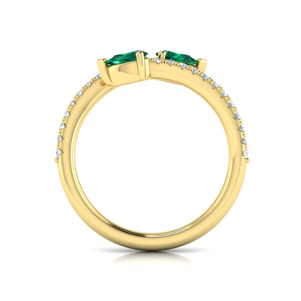Diamond and Pear Emerald Wrap Ring