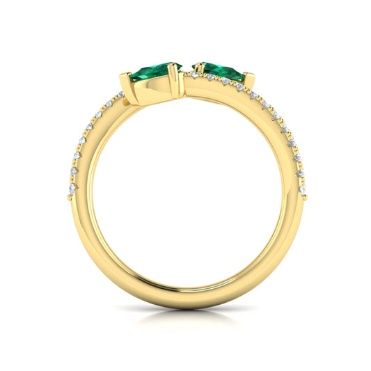 Diamond and Pear Emerald Wrap Ring