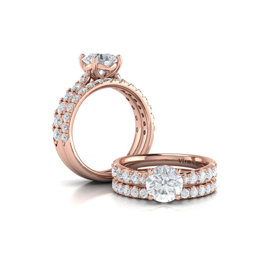 Matching Bands Wedding Band in 14K Rose Gold by Vlora Bridal