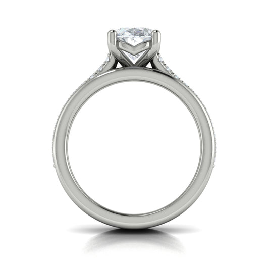 Triple Band Pave Oval Engagement Ring