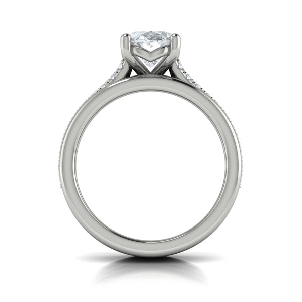 Triple Band Pave Oval Engagement Ring