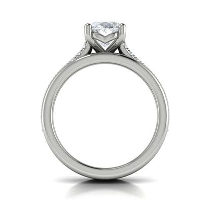 Triple Band Pave Oval Engagement Ring