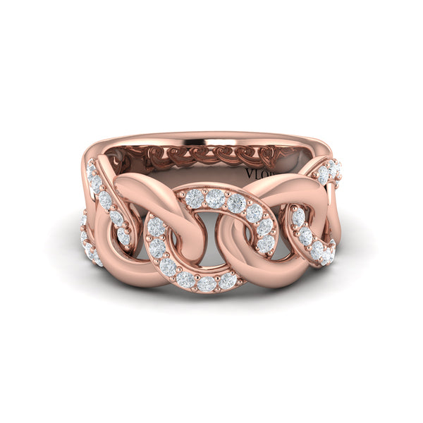 Diamond Interlacing Link Ring