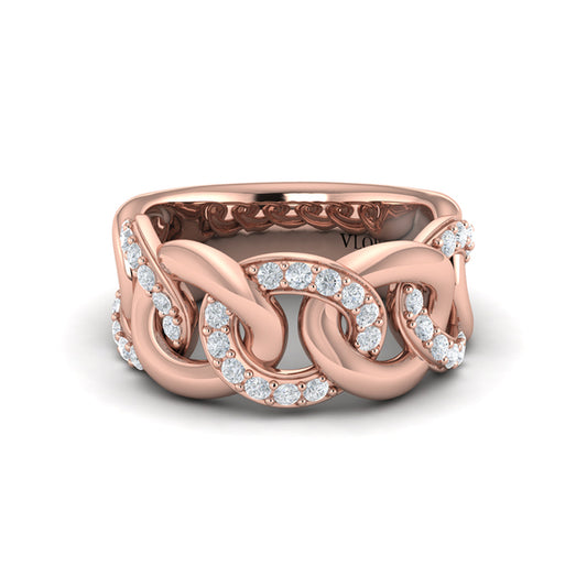 Diamond Interlacing Link Ring