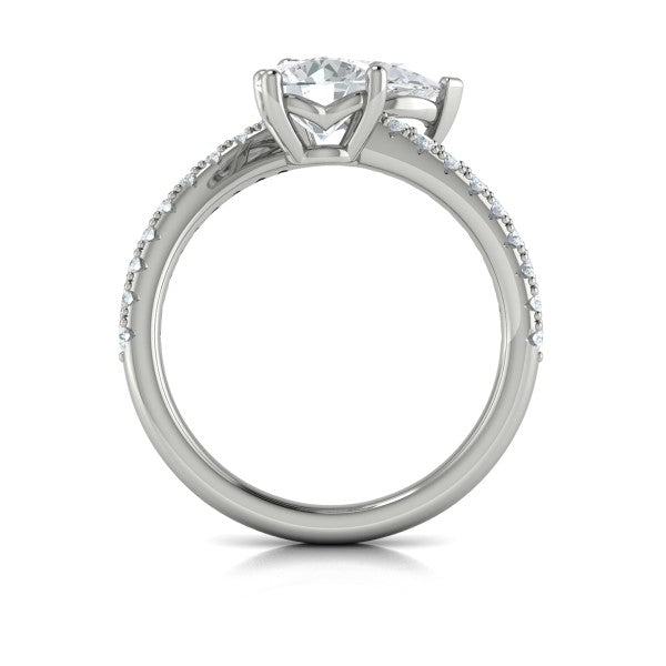 Kissing Round and Pear Two Stone Engagement Ring