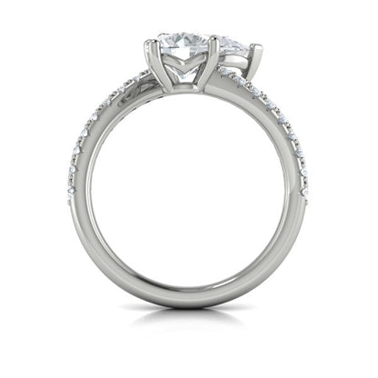 Kissing Round and Pear Two Stone Engagement Ring