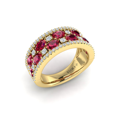 Multi Diamond and Ruby Statement Ring