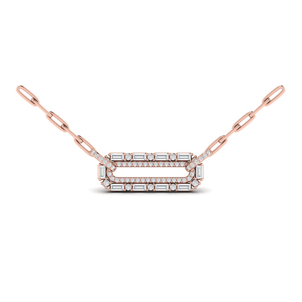 Diamond Baguette Double Row Link Necklace