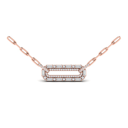 Diamond Baguette Double Row Link Necklace