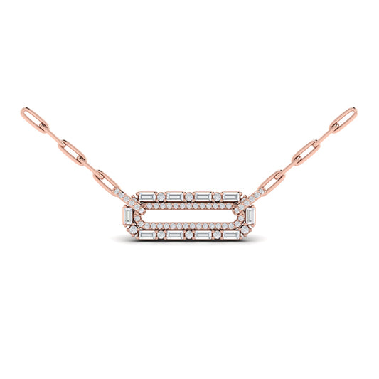 Diamond Baguette Double Row Link Necklace