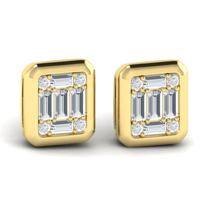 Multi Baguette and Round Diamond Earrings