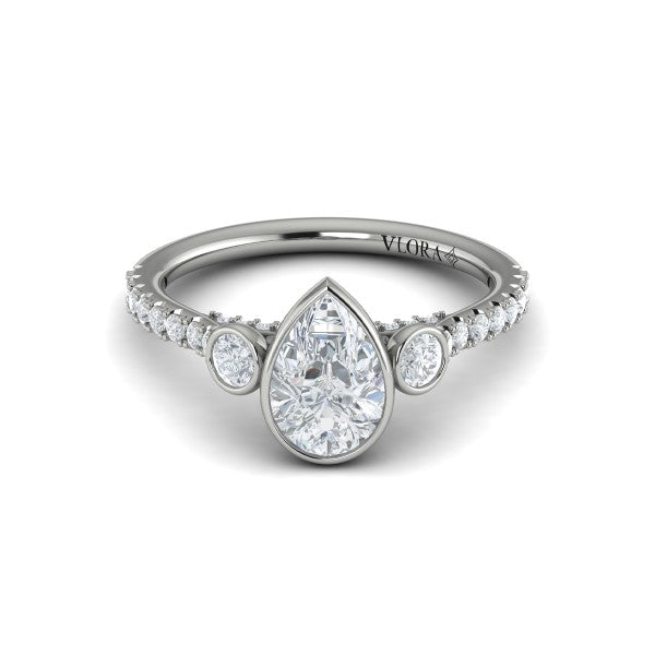 Trio Pear Bezel Engagement Ring