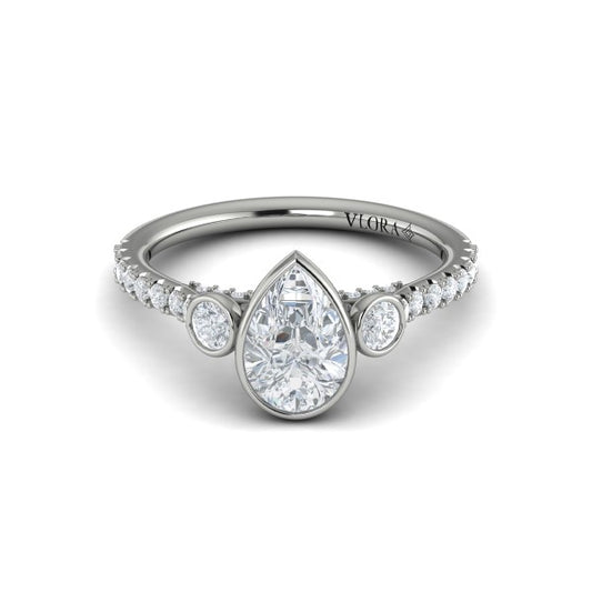 Trio Pear Bezel Engagement Ring