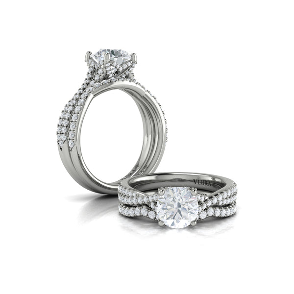 Woven Pave Round Diamond Engagement Ring