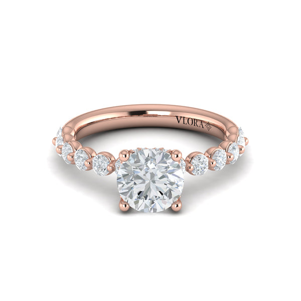 Classic Round Engagement Ring with Floating Diamond Band