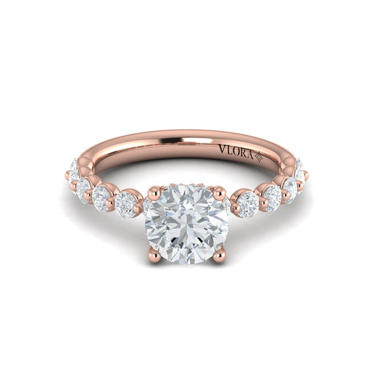 Classic Round Engagement Ring with Floating Diamond Band