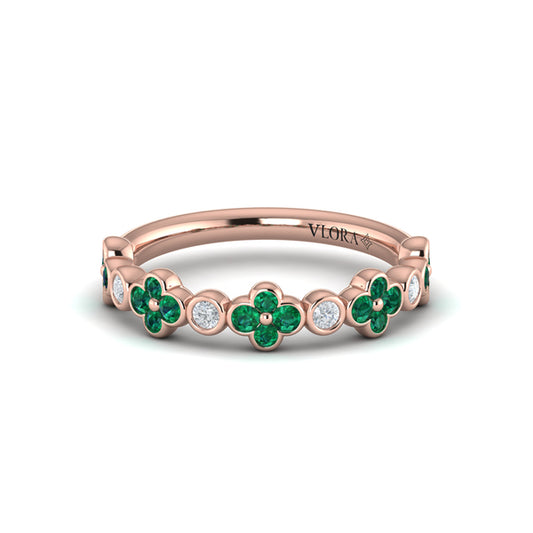Emerald Bloom Diamond Band