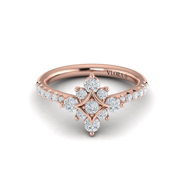 Floating Diamond Floral and Vlora Star Ring