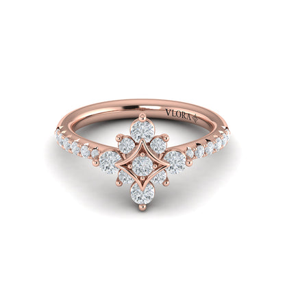 Floating Diamond Floral and Vlora Star Ring