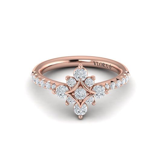 Floating Diamond Floral and Vlora Star Ring