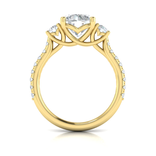 Woven Embrace Three Stone Engagement Ring