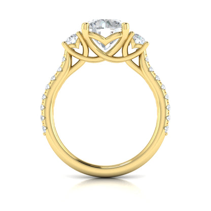 Woven Embrace Three Stone Engagement Ring