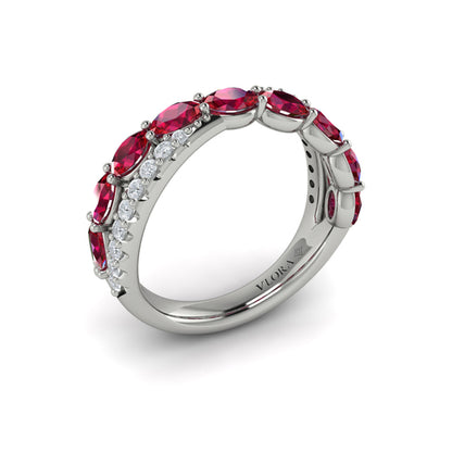 Multi Diamond and Ruby Twist Statement Ring
