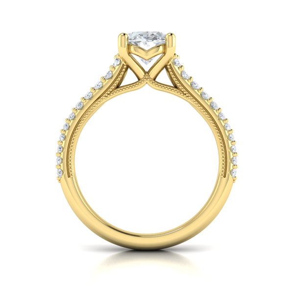 Oval Pave Cathedral Engagement Ring