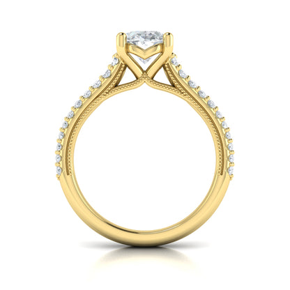 Oval Pave Cathedral Engagement Ring
