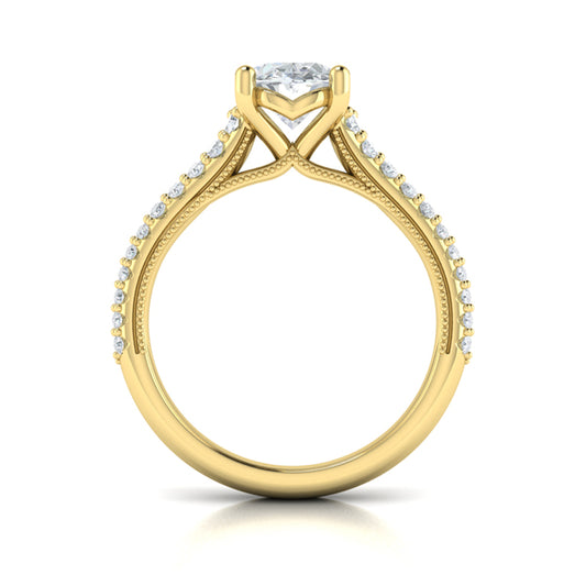 Oval Pave Cathedral Engagement Ring