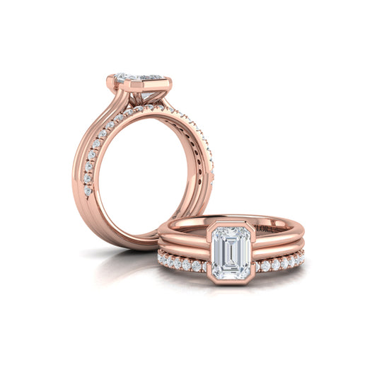 Veiled Emerald Cut Diamond Engagement Ring